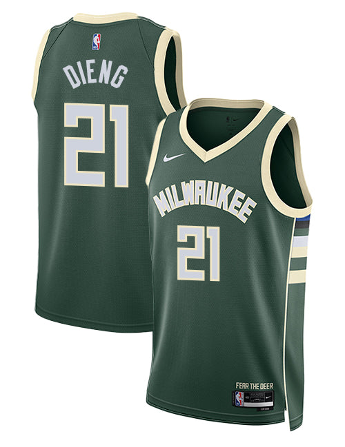 Nike 2022 Icon Edition Ousmane Dieng Milwaukee Bucks Swingman Jersey-collage