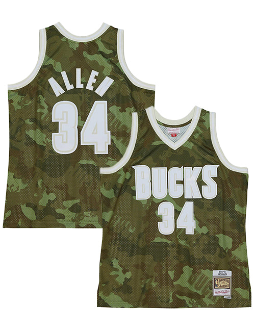 Mitchell & Ness HWC 2000 Ghost Ray Allen Milwaukee Bucks Swingman Jersey-COLLAGE