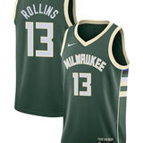 Nike 2022 Icon Edition Ryan Rollins Milwaukee Bucks Swingman Jersey- collage
