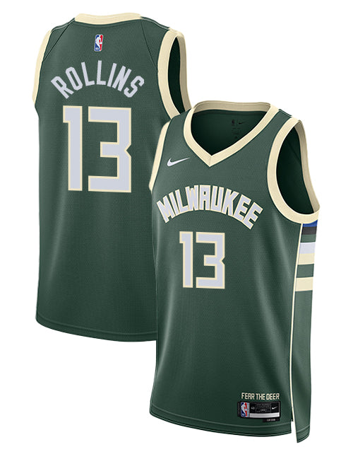 Nike 2022 Icon Edition Ryan Rollins Milwaukee Bucks Swingman Jersey- collage