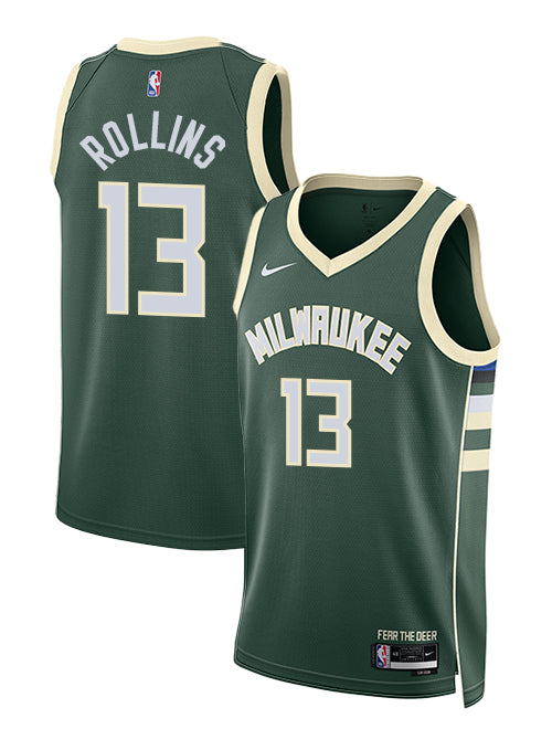 Nike 2022 Icon Edition Ryan Rollins Milwaukee Bucks Swingman Jersey- collage