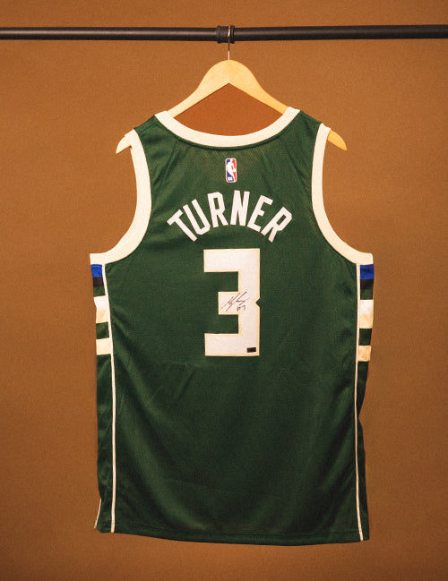 Signed Nike 2022 Icon Edition Myles Turner Milwaukee Bucks Swingman Jersey
