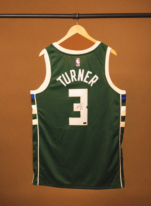 Signed Nike 2022 Icon Edition Myles Turner Milwaukee Bucks Swingman Jersey