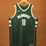 Signed Game Used Nike 2020 Icon Edition Brook Lopez Milwaukee Bucks Authentic Jersey