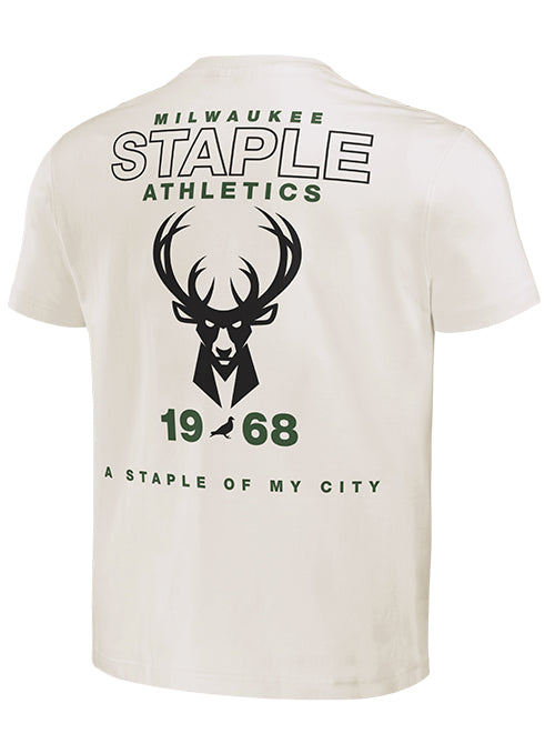 Staple Athletics Cream Milwaukee Bucks T-Shirt-back 