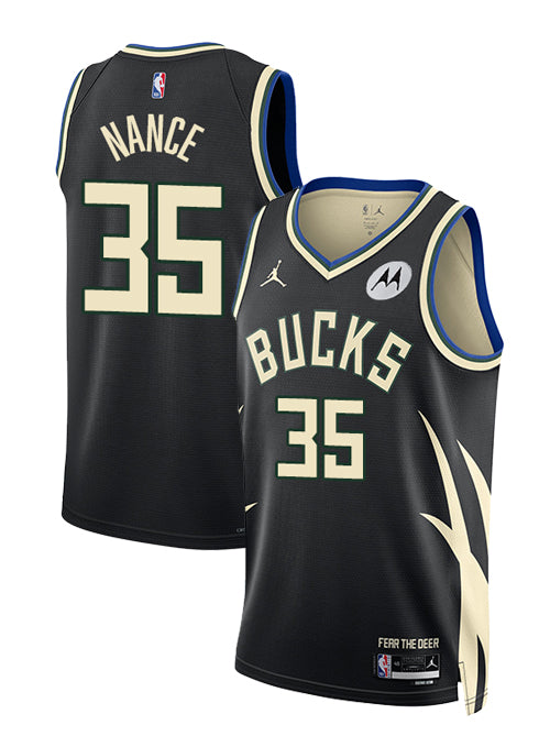 Jordan 2022 Statement Edition Pete Nance Milwaukee Bucks Swingman Jersey-collage