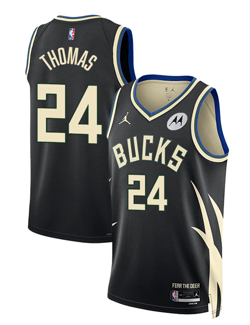 Jordan 2022 Statement Edition Cam Thomas Milwaukee Bucks Swingman Jersey-collage