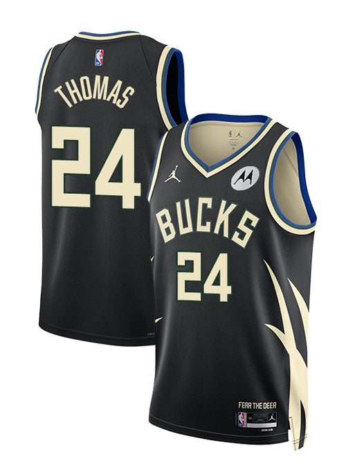 Jordan 2022 Statement Edition Cam Thomas Milwaukee Bucks Swingman Jersey-collage