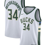 Nike 2022 Association Edition Giannis Antetokounmpo Milwaukee Bucks Swingman Jersey-collage