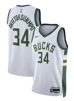 Nike 2022 Association Edition Giannis Antetokounmpo Milwaukee Bucks Swingman Jersey-collage