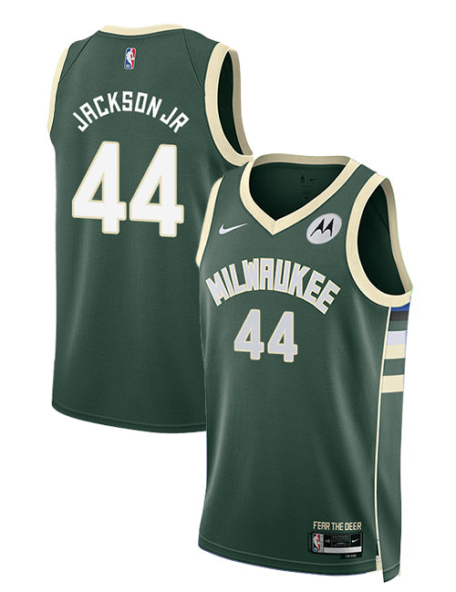 Nike 2022 Icon Edition Andre Jackson Jr. Milwaukee Bucks Swingman Jersey-collage