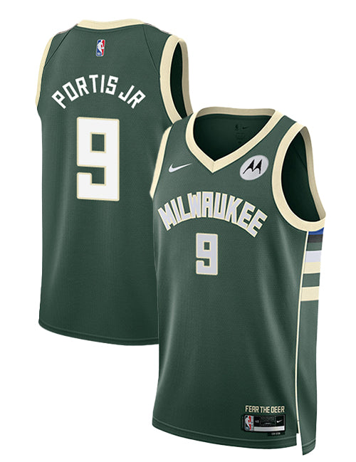 Nike 2022 Icon Edition Bobby Portis Jr Milwaukee Bucks Swingman Jersey-collage