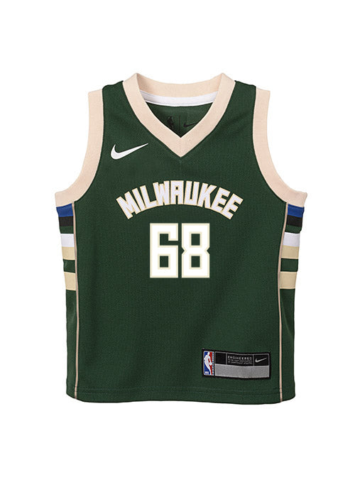 Toddler Nike 2022 Icon Edition Bango Milwaukee Bucks Swingman Jersey-front