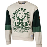 Bucks In Six Leather Ball Milwaukee Bucks Crewneck Sweatshirt-front
