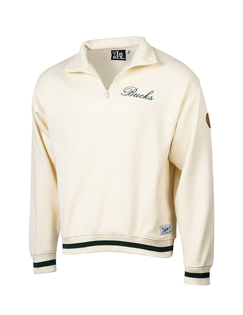 Bucks In Six Leather Ball Milwaukee Bucks 1/2 Zip Sweatshirt-front