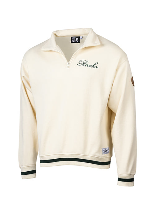 Bucks In Six Leather Ball Milwaukee Bucks 1/2 Zip Sweatshirt-front