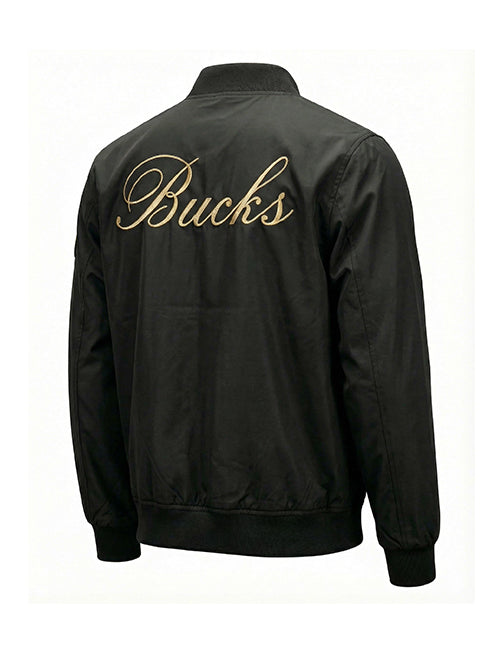 Bucks In Six Leather Ball Milwaukee Bucks Bomber Jacket-back