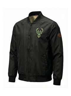 Bucks In Six Leather Ball Milwaukee Bucks Bomber Jacket-front
