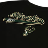 Women's Pro Standard Script Tail Milwaukee Bucks T-Shirt- close up