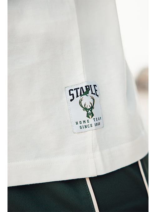 Staple Athletics Cream Milwaukee Bucks T-Shirt-tag
