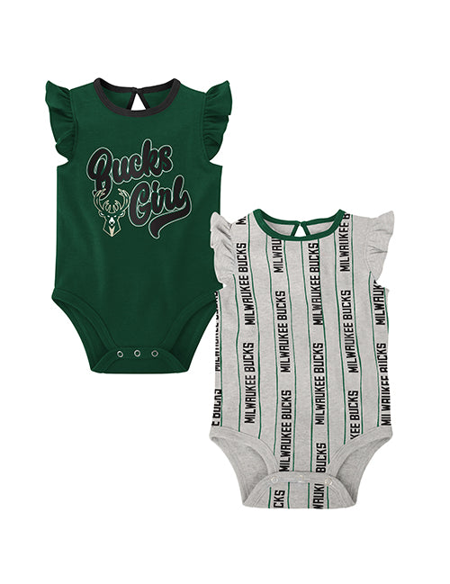 Infant Girls Double Team Milwaukee Bucks 2-Piece Onesie Set- 2 pieces