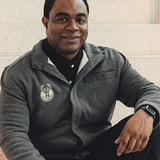 Magna-Ready Adaptive Charcoal Knit Milwaukee Bucks Fleece Long Sleeve Jacket with Magnetic Closures-model