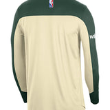 Nike On-Court Pregame 2024-25 Fir and Opal Milwaukee Bucks Long Sleeve T-Shirt-BACK