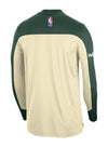 Nike On-Court Pregame 2024-25 Fir and Opal Milwaukee Bucks Long Sleeve T-Shirt-BACK