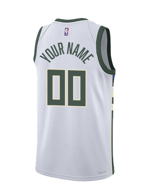 Youth 2022 Nike Association Edition Custom Milwaukee Bucks Swingman Jersey-back