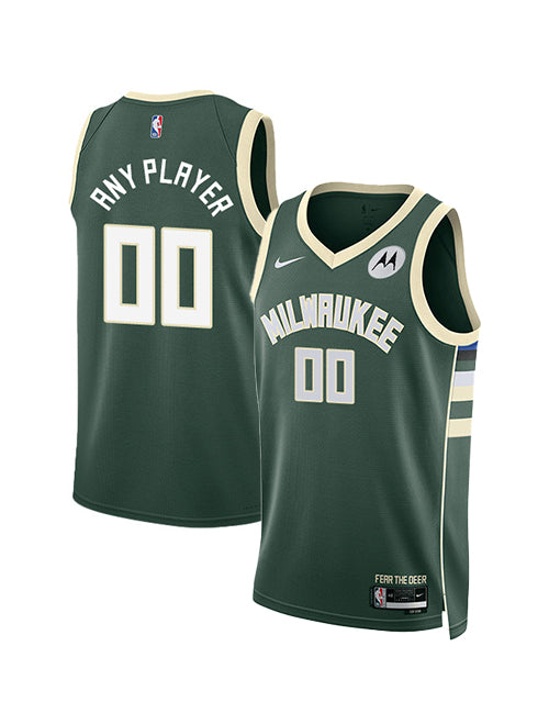 Youth Nike 2022 Icon Edition Custom Milwaukee Bucks Swingman Jersey-collage