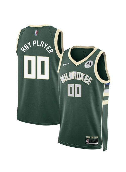 Youth Nike 2022 Icon Edition Custom Milwaukee Bucks Swingman Jersey-collage