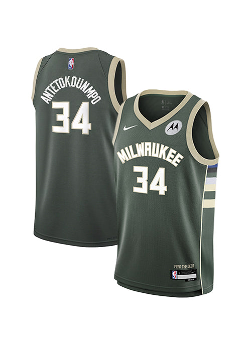 Youth Nike Icon Edition Giannis Antetokounmpo Milwaukee Bucks Swingman Jersey-collage