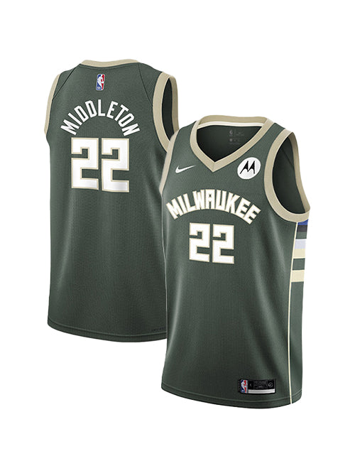 Youth Nike Icon Khris Middleton Milwaukee Bucks Swingman Jersey-collage