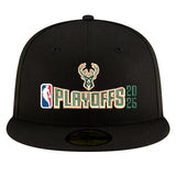 New Era 9Fifty 2025 Playoff Milwaukee Bucks Snapback Hat-front