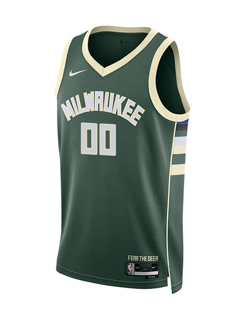Youth Nike 2022 Icon Edition Custom Milwaukee Bucks Swingman Jersey-front