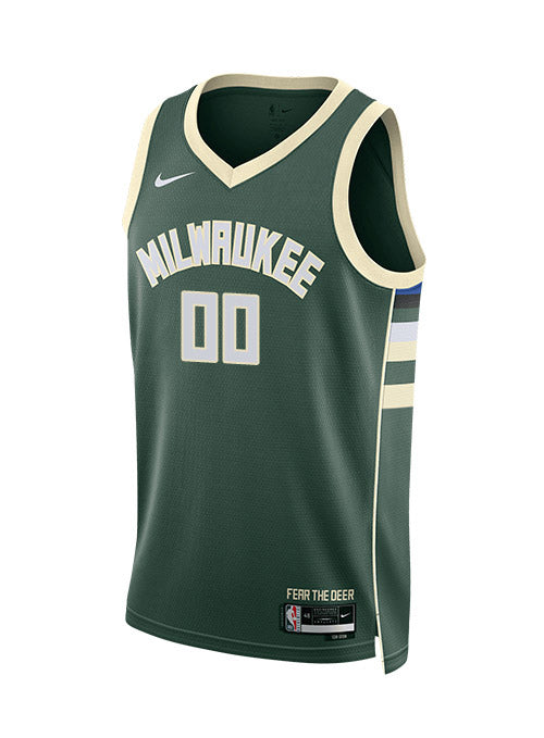 Youth Nike 2022 Icon Edition Custom Milwaukee Bucks Swingman Jersey-front