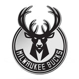 Rico Industries Global Milwaukee Bucks Auto Emblem in Silver - Front View