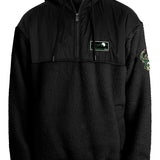 New Era 1/2 Zip Hood Pieced Sherpa Black Milwaukee Bucks Sweater in Black - Front View