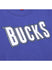 Mitchell & Ness HWC '93 Color Blocked Milwaukee Bucks T-Shirt in Purple and Grey - Zoom View Logo