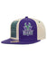 Mitchell & Ness HWC '93 Pop Panel Milwaukee Bucks Snapback Hat in Purple and Cream - Angled Left Side View