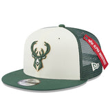New Era Alpha Industries 9Fifty E1 Milwaukee Bucks Snapback in White - Angled Left Side View