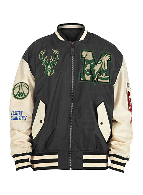 Milwaukee Bucks JH Design 2022/23 City Edition Full-Zip Nylon Bomber Jacket  - Blue