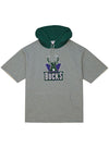 Mitchell & Ness HWC '93 Milwaukee Bucks Short Sleeve Hooded Sweatshirt in Grey and Green - Front View
