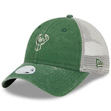 Women's New Era 9Twenty Micro Green Milwaukee Bucks Hat in Green and White - Angled Left Side View