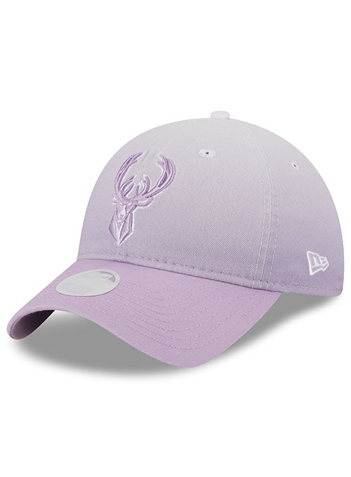 Women's New Era9Twenty Color Pack Ombre Milwaukee Bucks Adjustable Hat in Purple - Angled Left Side View