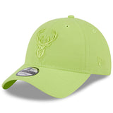 New Era 9Twenty Color Pack Lime Milwaukee Bucks Adjustable Hat in Green - Angled Left Side View