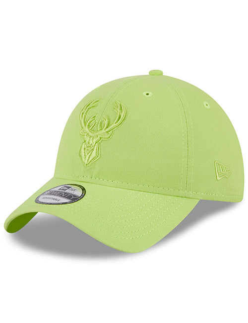 New Era 9Twenty Color Pack Lime Milwaukee Bucks Adjustable Hat in Green - Angled Left Side View