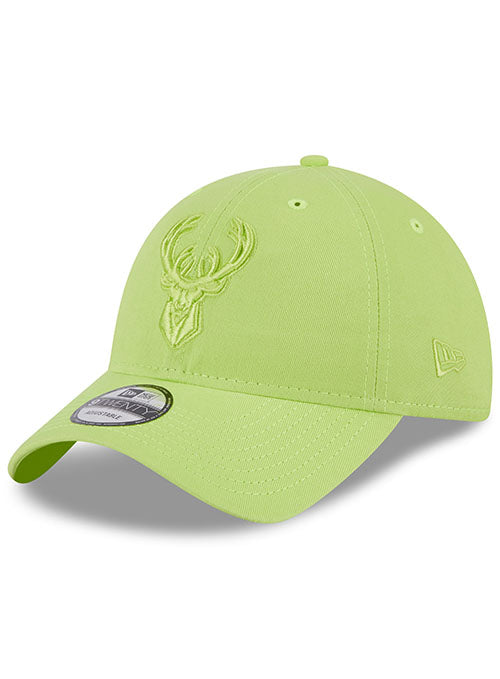 New Era 9Twenty Color Pack Lime Milwaukee Bucks Adjustable Hat in Green - Angled Left Side View