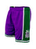 Mitchell & Ness Hardwood Classics 2000 Milwaukee Bucks Swingman Shorts In Purple and Green - Left Side View