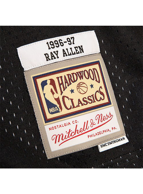 Mitchell & Ness Hardwood Classics 1993 Reload 2.0 Ray Allen Milwaukee Bucks Swingman Jersey In Black - Zoom View On Bottom Graphic